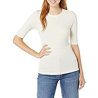 Amazon Aware Women's Modal Ribbed Elbow Sleeve Crew Neck T-Shirt (Available in Plus Size)