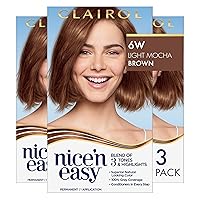 Nice'n Easy Permanent Hair Dye, 6W Light Mocha Brown Hair Color, Pack of 3
