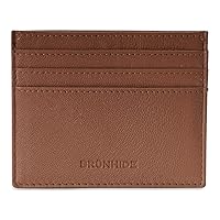 Mens Leather Card Holder Slim Wallet - RFID - Outer ID Window # 254-300, Brown, One size