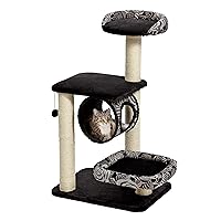 MidWest Homes for Pets Cat Tree | Escapade Cat Furniture, 4-Tier Cat Activity Tree w/Sisal Wrapped Support Scratching Posts & Lounging Cat Look-Out, Black/White Pattern, Medium Cat Tree