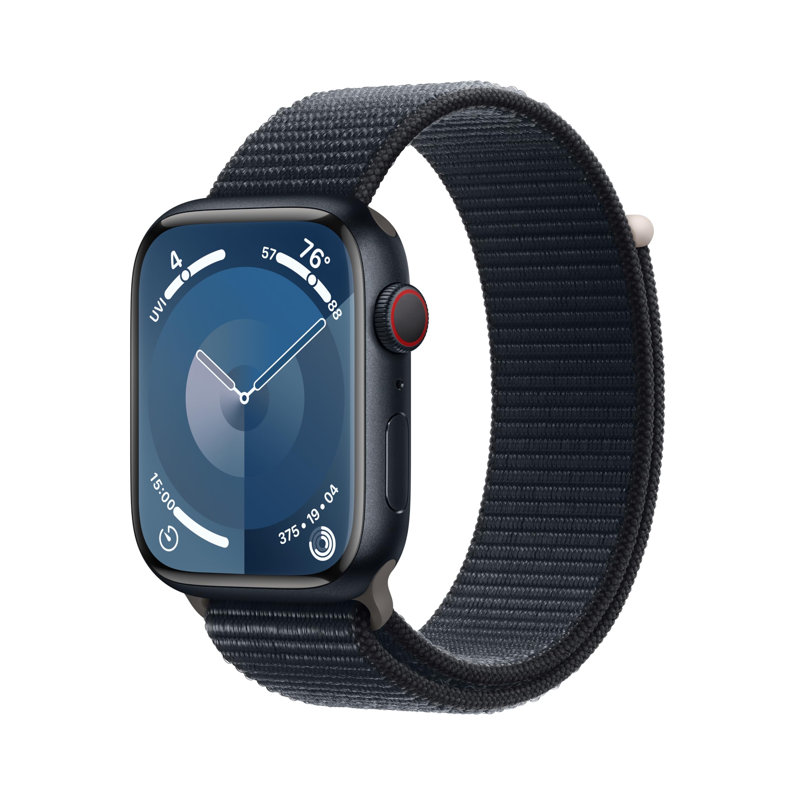Apple Watch Series 9 [GPS + Cellular 45mm] Smartwatch with Midnight Aluminum Case with Midnight Sport Loop. Fitness Tracker, Blood Oxygen & ECG Apps, Always-On Retina Display, Carbon Neutral