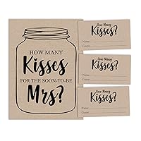 How Many Kisses for The Soon to Be Mrs Beige Rustic Kraft Mason Jar Bridal Shower Game 1 Sign + 30 Cards
