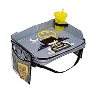 J.L. Childress Kids Travel Tray, DC Comics Batman | 3-in-1 Travel Tray, Travel Bag, and Tablet Holder | Cup Holder, Snack Table, Storage | Car Seat Lap Tray for Toddlers & Kids, Road Trip Essentials
