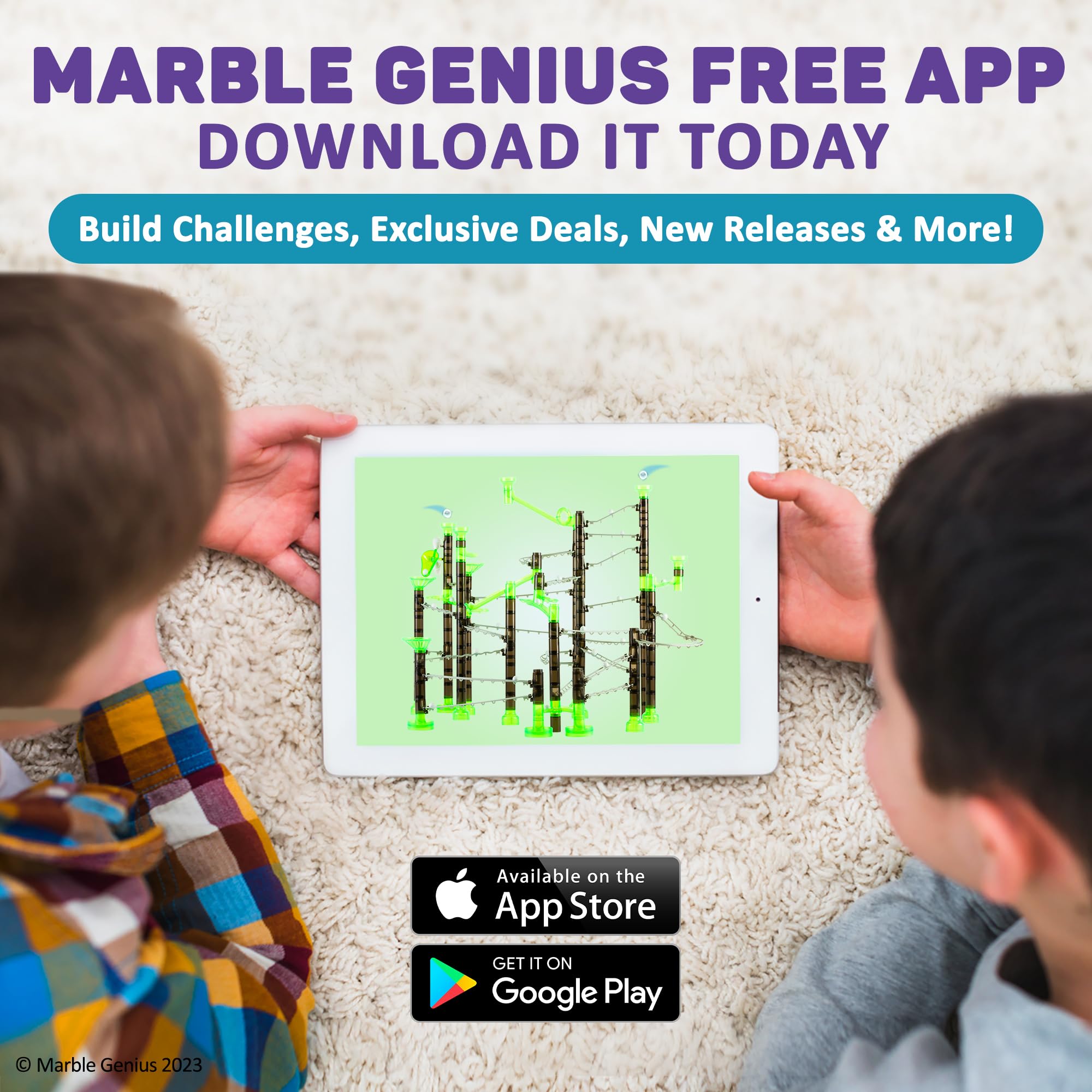 Marble Genius Bundle: Marble Rails Super Set (325 Pieces), Automatic Chain Lift, Marble Rails Booster Set (30 Pieces), Endless Fun, and Creativity, Experience The Thrills of Marble Racing