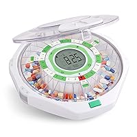 Live Fine 28-Day Automatic Pill Dispenser Clear Lid with Upgraded LCD Display and Key Lock, Sound & Light for Prescriptions, Medication, Vitamins, Supplements & More