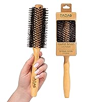 Tada Natural Beauty Bamboo Hair Brush l Wooden Comb l Bamboo Brushes for Wet Dry Curly Thick Straight Hair l Detangling Hairbrush for Women, Men, and Kids (Boar round brush)