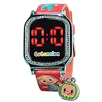CoComelon JJ Toddler Baby Boys, Baby Girls Children Red Digital Quartz LED Wrist Watch with Red JJ Strap and Hanging CoComelon Charm (Model:CCM4009AZ)