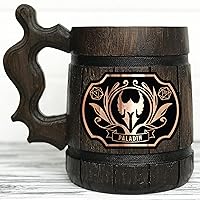 Paladin Class Beer Mug 17oz Dungeons and Dragons Party Gift for dnd Lovers Wooden Beer Mug Personalized D&D Beer Stein Anniversary Christmas Birthday Gifts For Gamer. Gift for Men Beer Tankard K926