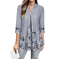 BEPEI Womens Tops Dressy Casual 3/4 Sleeve Blouses V Neck Business Work Shirts