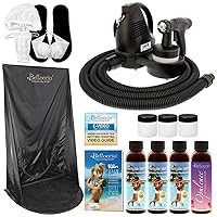 Belloccio Premium T75 Sunless HVLP Turbine Spray Tanning System; Simple Tan 4 Solution Variety Pack, Curtain, Cups, Accessories and Video Link
