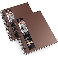 Arteza Sketch Book 2-Pack, 9x12 Inches, 200 Sheets Total, 100 Sheets Each Drawing Pad, 68 lb 100 GSM, Hardcover Drawing Book, Spiral-Bound Sketch Pads for Pencils, Charcoal, Pens, and Other Dry Media