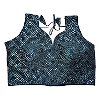 KULIA® Women Ethnic Blouse Wedding Party Wear Ethnic Tops Embroidery Work Silk Fabric Stretchable Blouse Blue