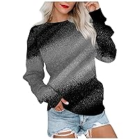 Women's Long Sleeve Shirts Crew Neck Tie Dye Tees Basic Tops Loose fit Fahion Fall Hoodie Pullover Tops