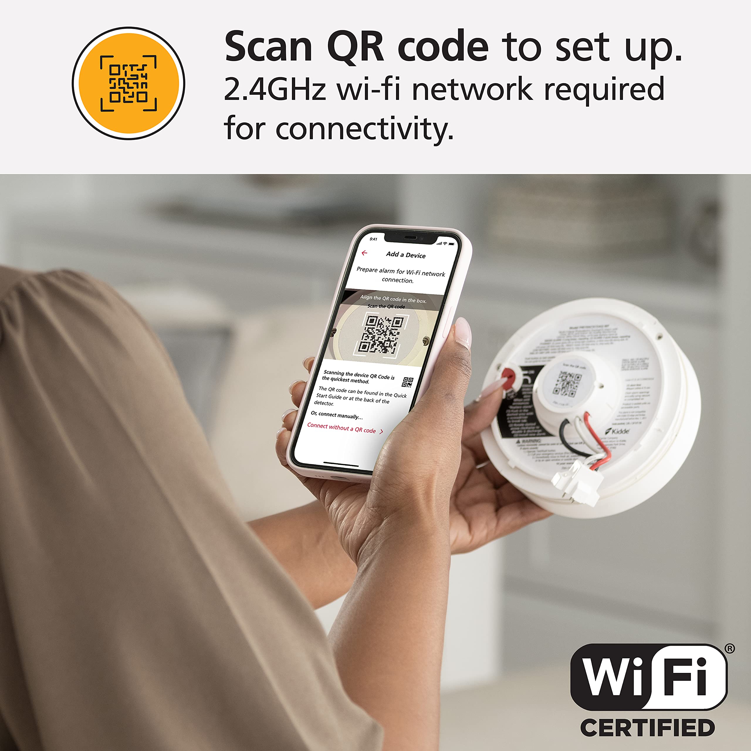 Kidde Smart Smoke Detector & Indoor Air Quality Monitor, WiFi, Alexa Compatible Device, Hardwired w/Battery Backup, Voice & App Alerts