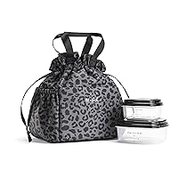 Lunch Bag For Women, Insulated Womens Lunch Bag For Work, Stain-Resistant Large Lunch Box For Women With Containers, Cinch Closure Cromwell Bag Black