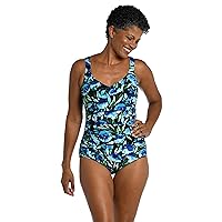Maxine Of Hollywood Women's Over The Shoulder Shirred One Piece Swimsuit