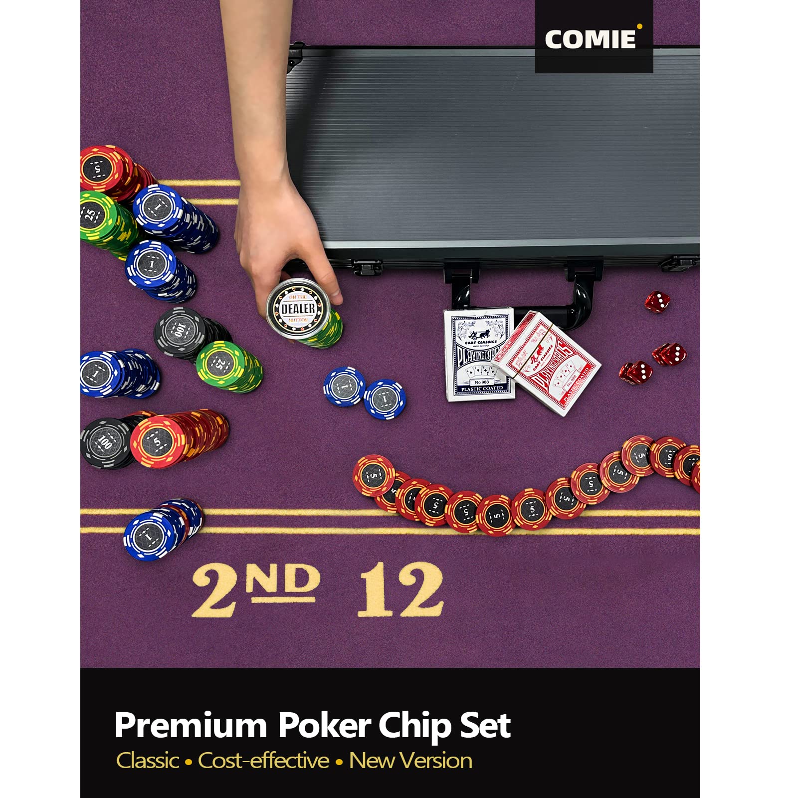 Comie Clay Poker Chips,400PCS 14 Gram Poker Chip Set with Deluxe Travel Case, Numbered Chips,Poker Set for Texas Holdem Blackjack Gambling