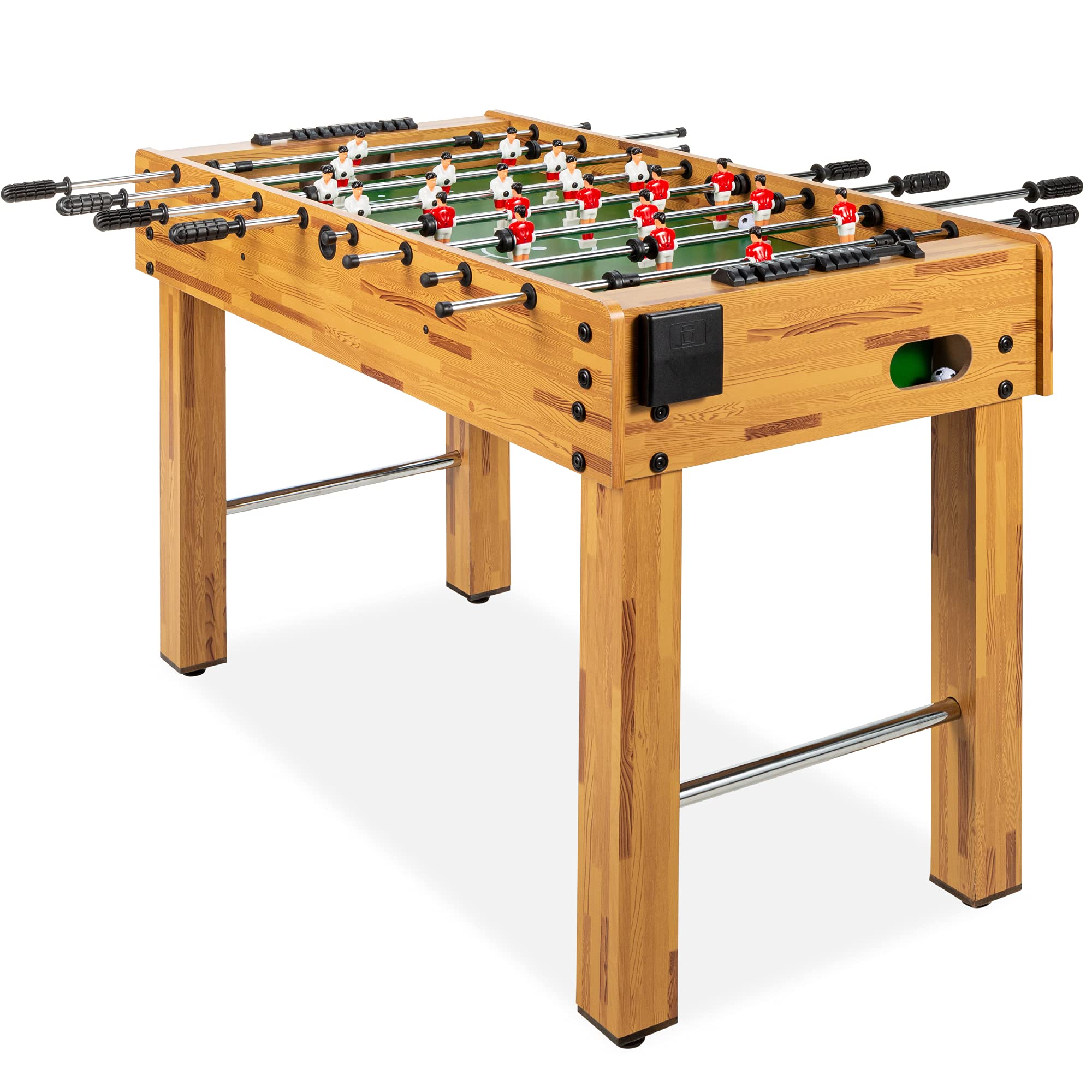 Best Choice Products 48in Game Room Size Foosball Table, Arcade Table Soccer for Home, Arcade w/ 2 Balls, 2 Cup Holders - Light Brown