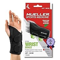 Sports Medicine Green Fitted Wrist Brace for Men and Women, Support and Compression for Carpal Tunnel Syndrome, Tendinitis, and Arthritis, Black