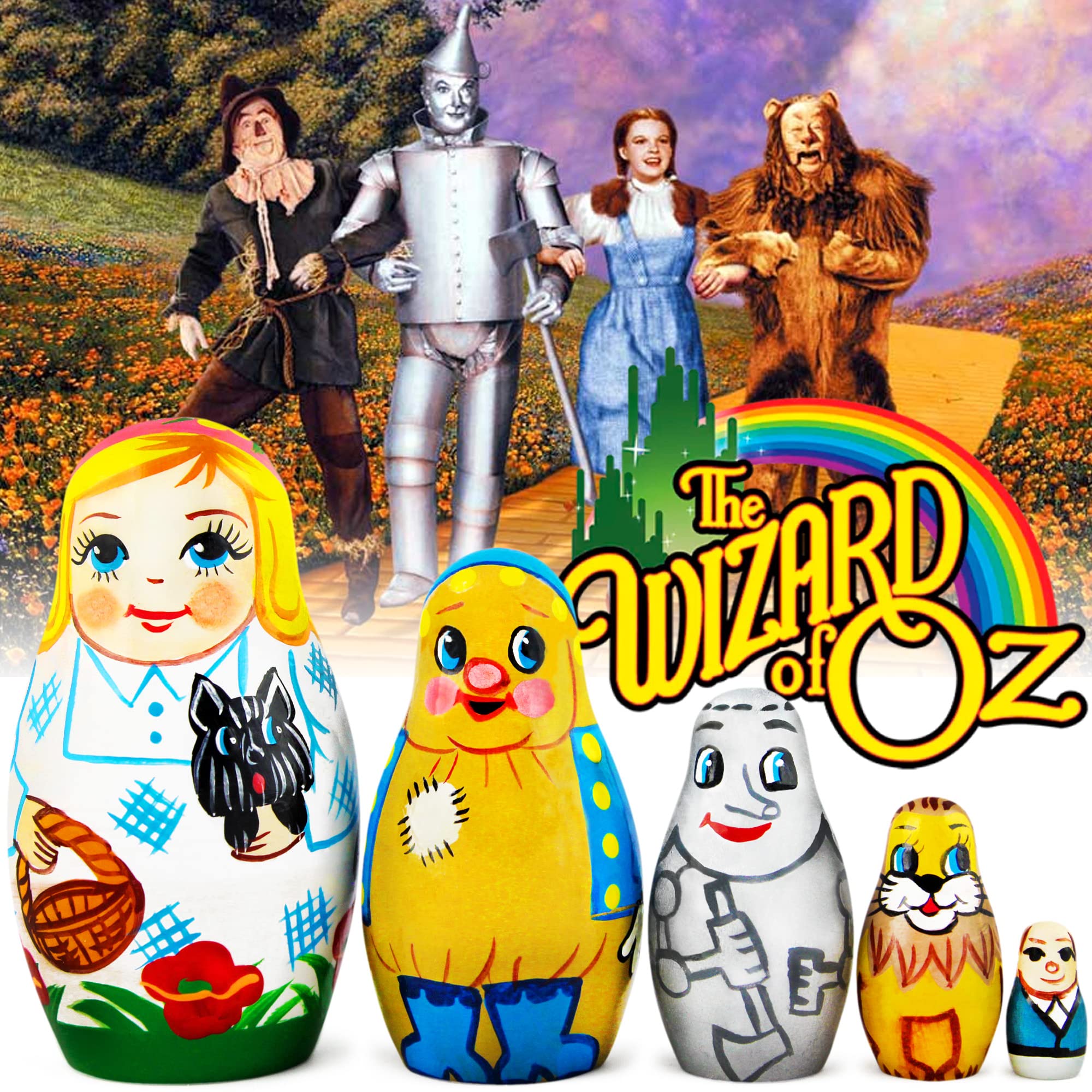 AEVVV Wizard of Oz Nesting Dolls Set of 5 pcs - Matryoshka with Wizard of Oz Decorations - Wizard of Oz Figurines - Wizard of Oz Gifts - Wizard of Oz Decor