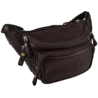 Men's Leather 5 Zip/Section Travel Bum Bag By Underwood & Tanner Gift