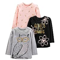 Simple Joys by Carter's Girls' 3-Pack Graphic Long-Sleeve Tees