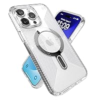 Speck Clear iPhone 15 Pro Max Case - ClickLock No-Slip Interlock, Built for MagSafe, Drop Protection Grip - Scratch Resistant, Anti-Yellowing, 6.7 Inch Phone Case - Presidio Grip Clear/Chrome