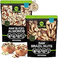 Raw Brazil Nuts + Raw Sliced Almonds 32.oz 2 Pack Bundle