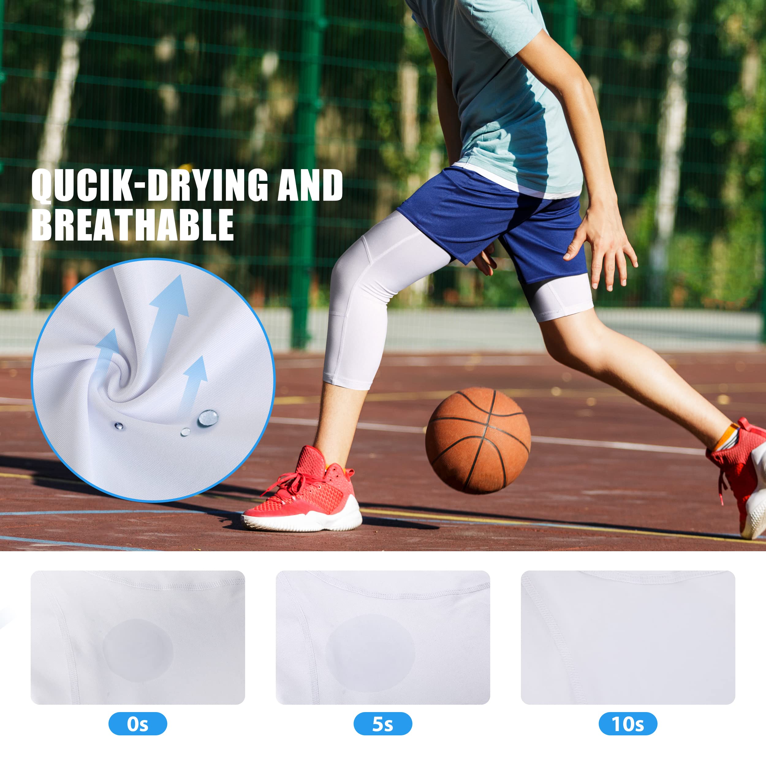 Runhit Boys Compression Leggings,Athletic Tights Basketball