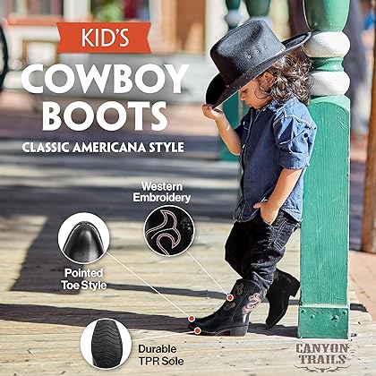 Premium Kids Cowboy Boots - Comfort Fit Toddler Cowboy Boots - Boys and Girls Cowboy Boots Durable & Stylish Western Wear for Young Riders