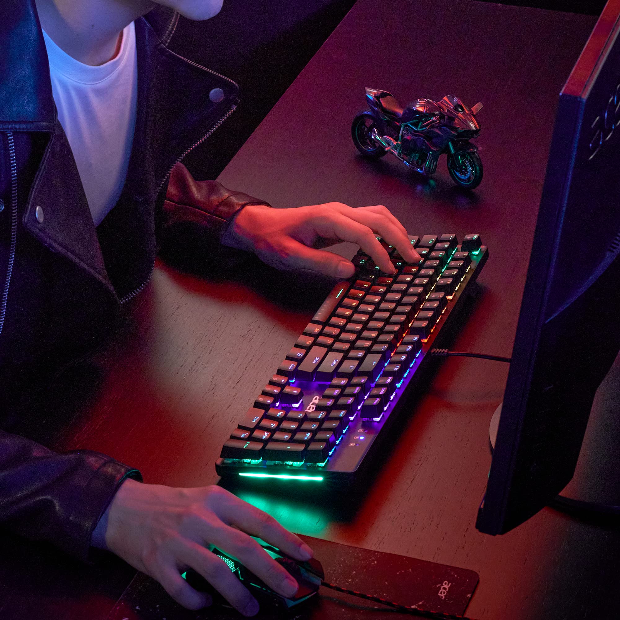 Acer Nitro Gen 2 Wired Gaming Keyboard - RGB Illuminated Keyboard | 100% Anti-Ghosting (N-Key Rollover) | Mechanical Axis | Ergonomic Arc Keycaps | Embedded Multimedia Keys