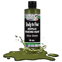 Olive Green Acrylic Ready to Pour Pouring Paint - Premium 8-Ounce Pre-Mixed Water-Based - for Canvas, Wood, Paper, Crafts, Tile, Rocks and More