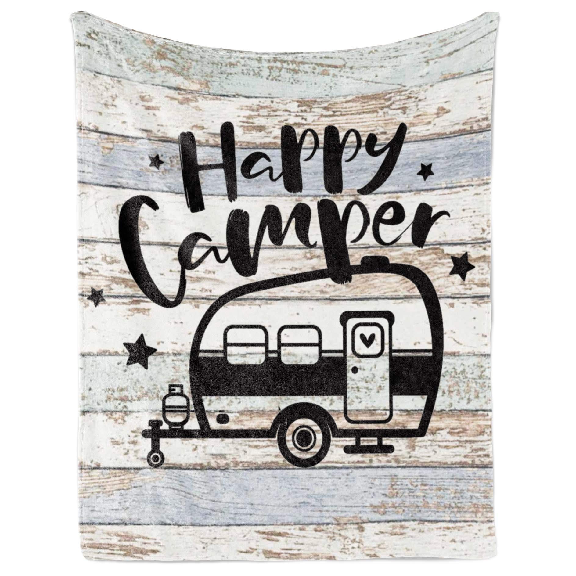 Flannel Blanket – Gifts to Camper, Happy Camper, Personalized Fleece Blanket for Birthday, Anniversary, Christmas, Valentine’s Day – 1 Sheet（02）