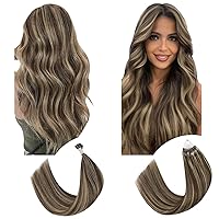 Bundles - 2 Items:YoungSee Itip Human Hair Extensions Dark Brown 18 Inch Microlink Hair Extensions Human Hair Brown with Blonde 18 Inch