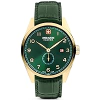 Men's Analog Quartz Watch with Leather Strap SMWGB0000710, Green, strap