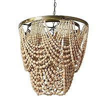 Creative Co-Op Metal Chandelier with Draped Wood Beads