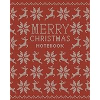Merry Christmas Notebook: (Christmas Red Knitted Effect Original) Fun notebook 192 ruled/lined pages (8x10 inches / 20.3x25.4 cm / Large Jotter)