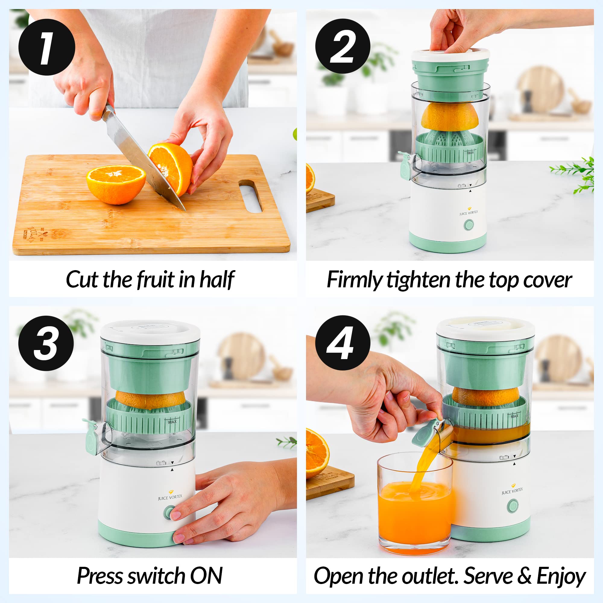 Mua Zulay Kitchen Juice Vortex Lemon & Orange Juicer - Electric Citrus  Squeezer & Presser - Rechargeable Juicer Machine - Wireless Portable Juicer  - USB Charger & Cleaning Brush Included (Mint/White) trên