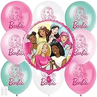 Unique Babie Balloons Pack - 8 Latex Barbie Balloons 12”, 1 Foil Barbie Balloon 18”, Checklist, Barbie Party Decorations & Supplies, Barbie Birthday Party