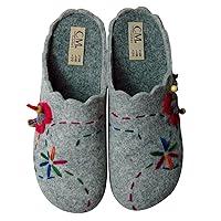 Ladies Slippers 66090016 Gray. with Heart & Flower