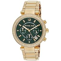 Michael Kors Women's Parker Chronograph Glitz Gold Tone Green Dial Watch MK6263