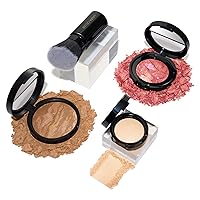 LAURA GELLER NEW YORK Daily Routine Full Complexion Kit: Balance-N-Brighten Foundation, Sand + Retractable Kabuki Brush + Blush-N-Brighten, Tropic Hues + Original Baked Highlighter, French Vanilla