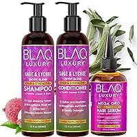 Blaq Luxury Hair Growth Biotin Serum, Shampoo and Conditioner Set - Split End Treatment For Women - Dry & Itchy Scalp Serum - With Biotin