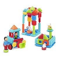 Battat- Bristle Blocks- STEM Interlocking Building Blocks- 113 pc Playset- Reusable Storage Case- Developmental Toys for Toddlers & Kids- Deluxe Builder Case- 2 Years +
