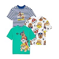 Paw Patrol Boys 3 Pack T-Shirt Set | Kids Rubble, Chase & Marshall Complete Tee Bundle | Blue, Green & White Top Collection