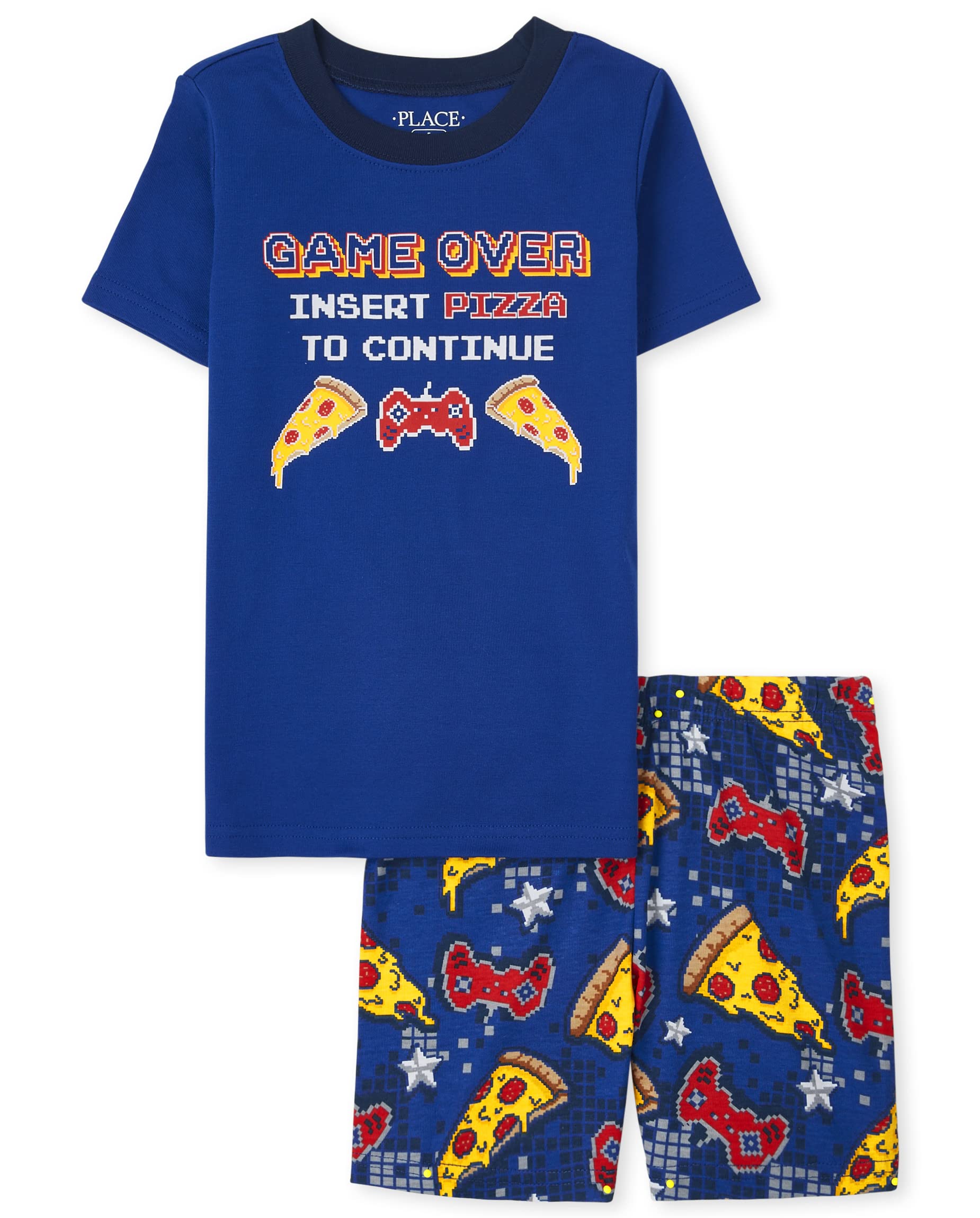 The Children's Place Boys Sleeve Top and Shorts Snug Fit 100% Cotton 2 Piece Pajama Sets