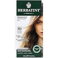 Herbatint Permanent Haircolor Gel, 7D Golden Blonde, Alcohol Free, Vegan, 100% Grey Coverage - 4.56 oz