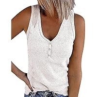 Women's Henley Shirts Long Sleeve V Neck Ribbed Button Down Knit Sweater Fitted Tops