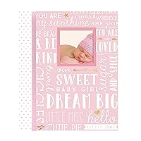 Lil Peach First 5 Years Dream Big Wordplay Baby Memory Book, Baby Keepsake Journal, Gift For New And Expecting Parents, 46 Fill In Pages, Pink