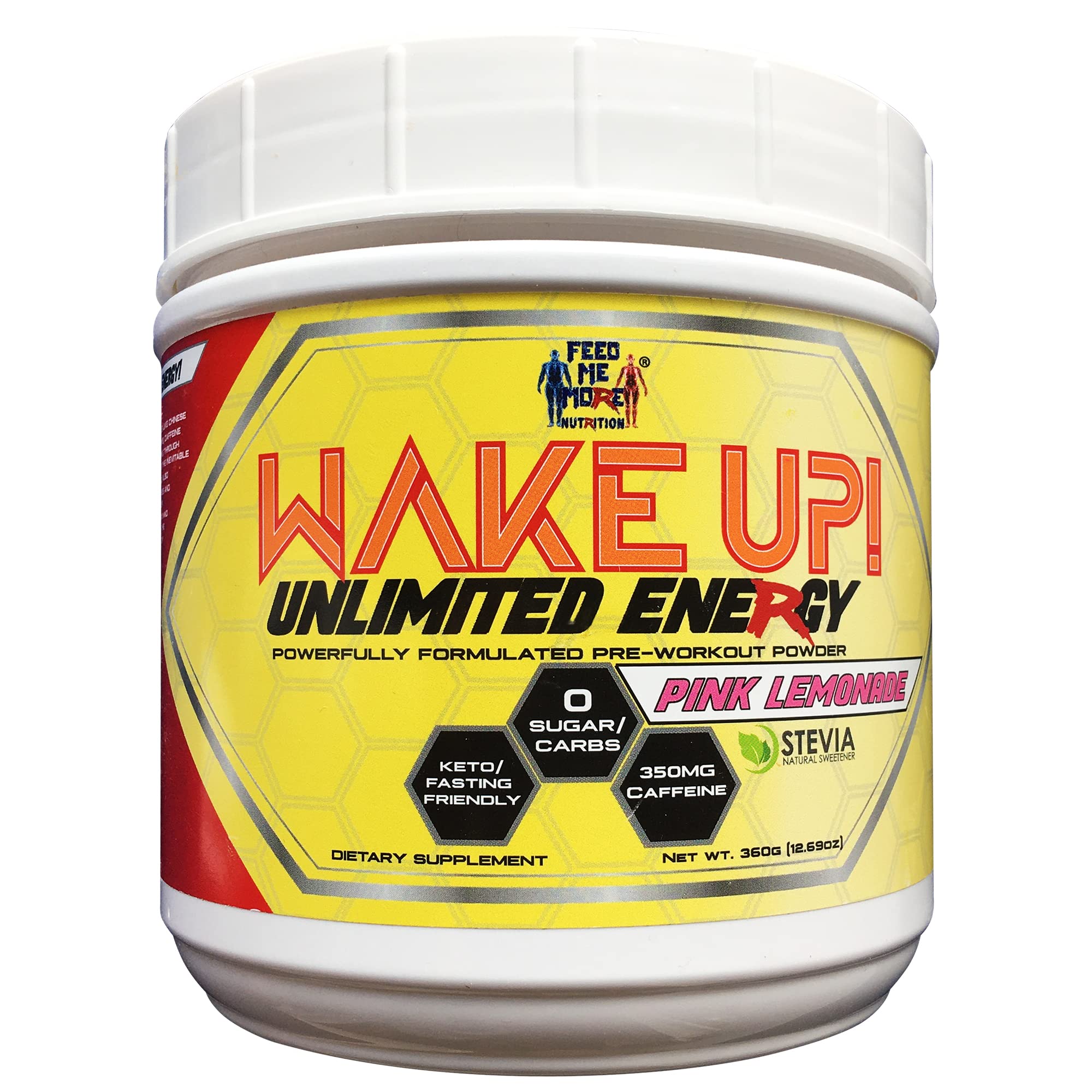 Wake UP Unlimited Energy Stevia 0 Calorie Pre Workout Powder Supplement Drink - #1 Energy Powder,Non GMO, All Natural Gluten Free Fasting/Keto Frie...